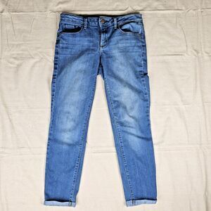 Jessica Simpson Rolled Crop Skinny Jeans Women's Size 4/27 Distressed Blue Denim